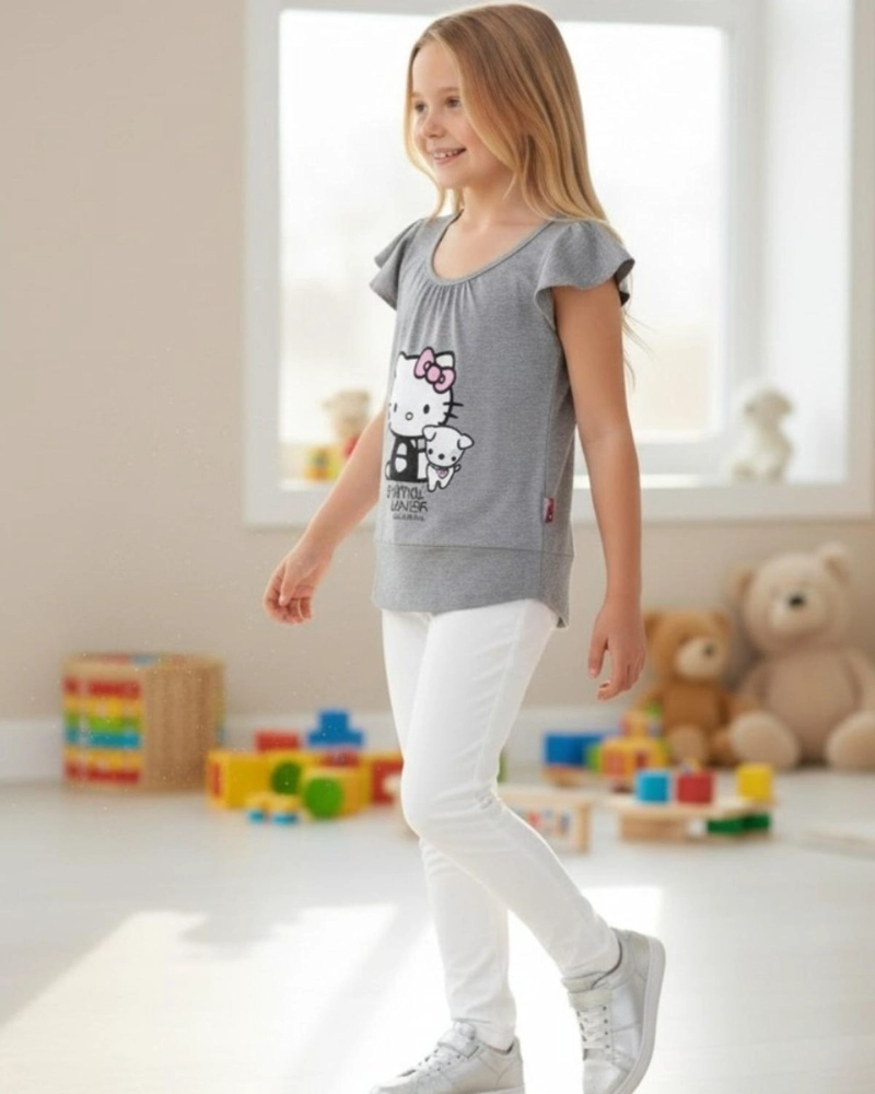 POLERA NIÑA HELLO KITTY GRIS - 3