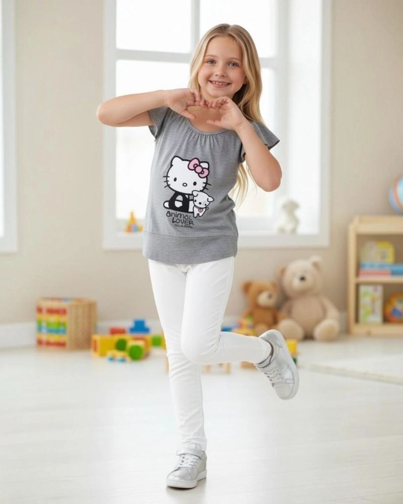 POLERA NIÑA HELLO KITTY GRIS - 4