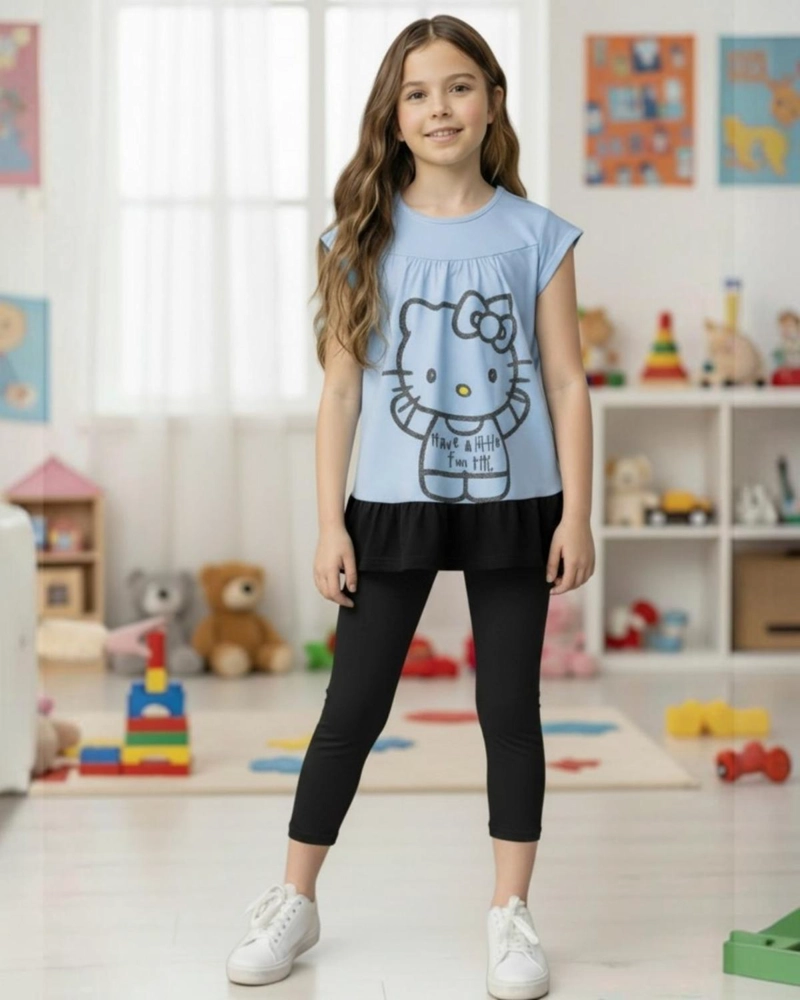 CONJUNTO NIÑA HELLO KITTY CELESTE - 1