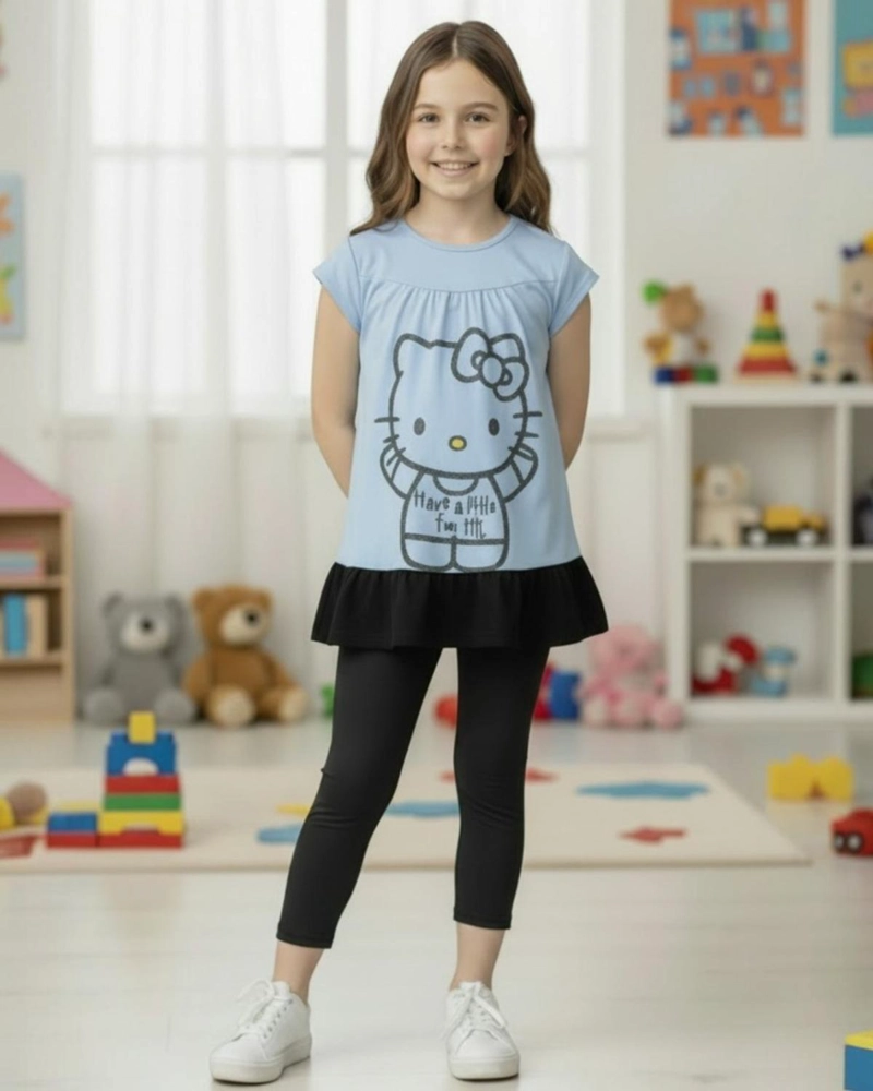 CONJUNTO NIÑA HELLO KITTY CELESTE - 3