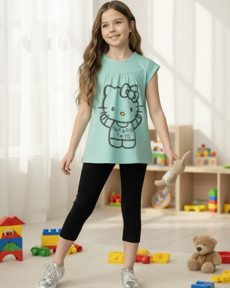 CONJUNTO NIÑA HELLO KITTY VERDE - 1