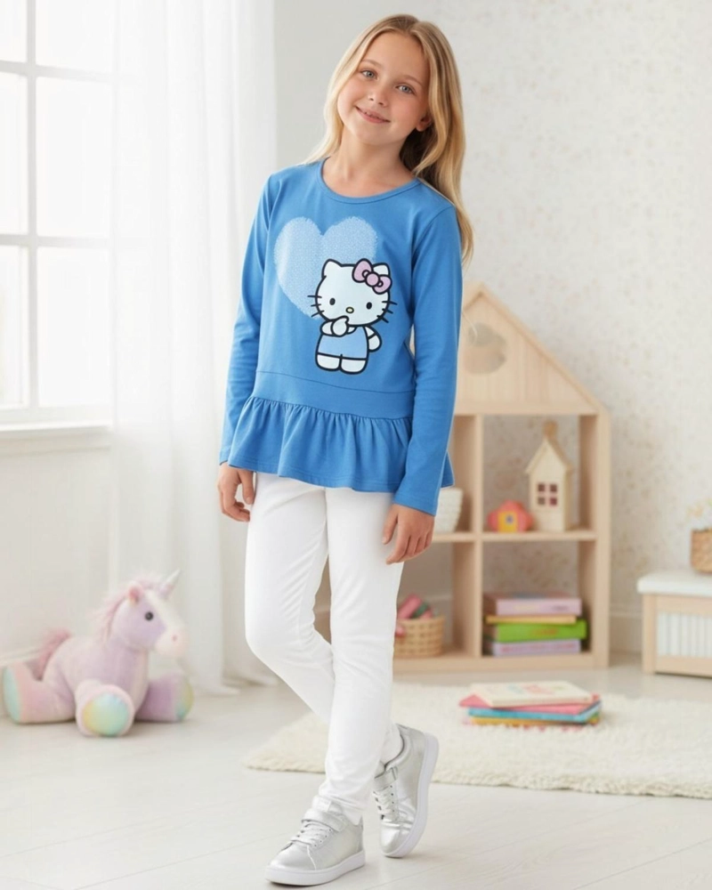 POLERA NIÑA HELLO KITTY TURQUESA - 1
