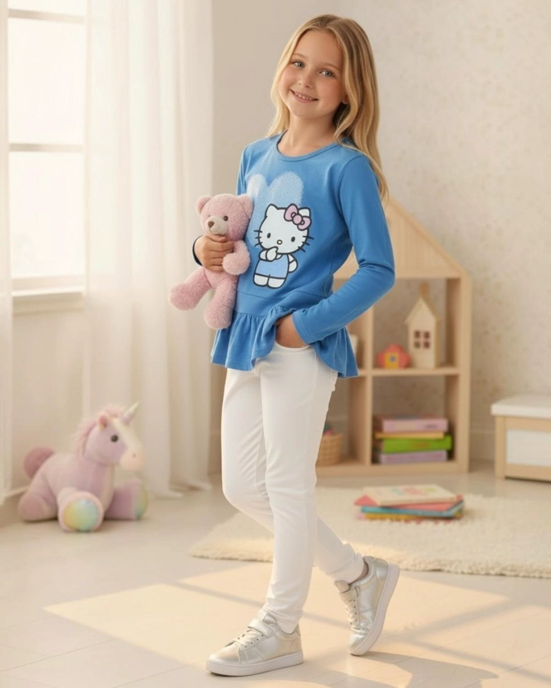 POLERA NIÑA HELLO KITTY TURQUESA - 3