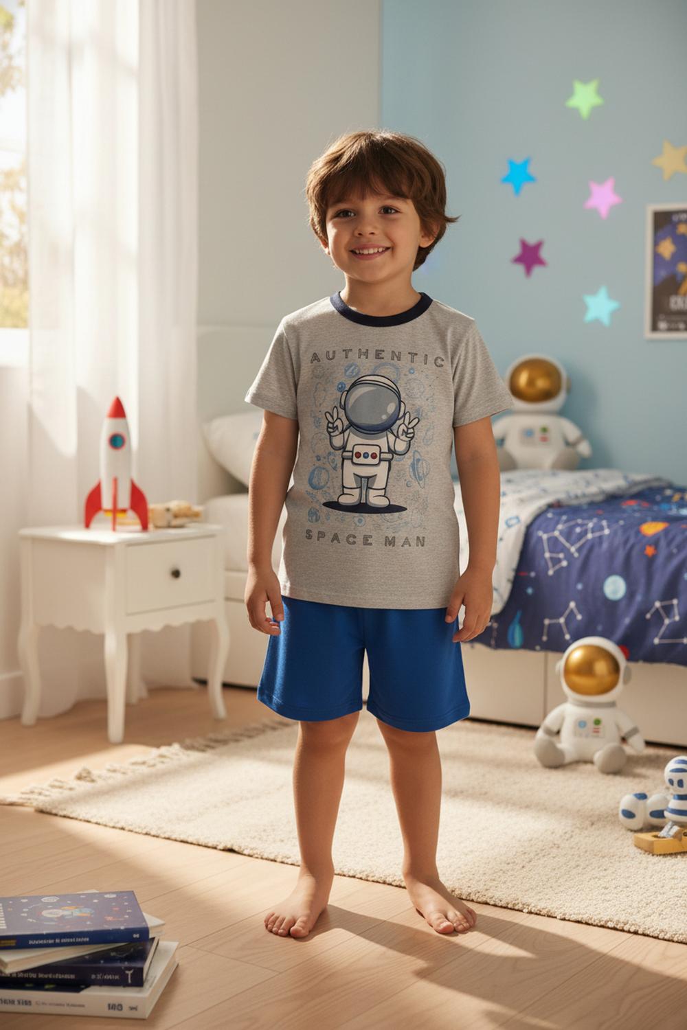 PIJAMA ALGODON NIÑO ESTAMPADO ASTRONAUTA - 1