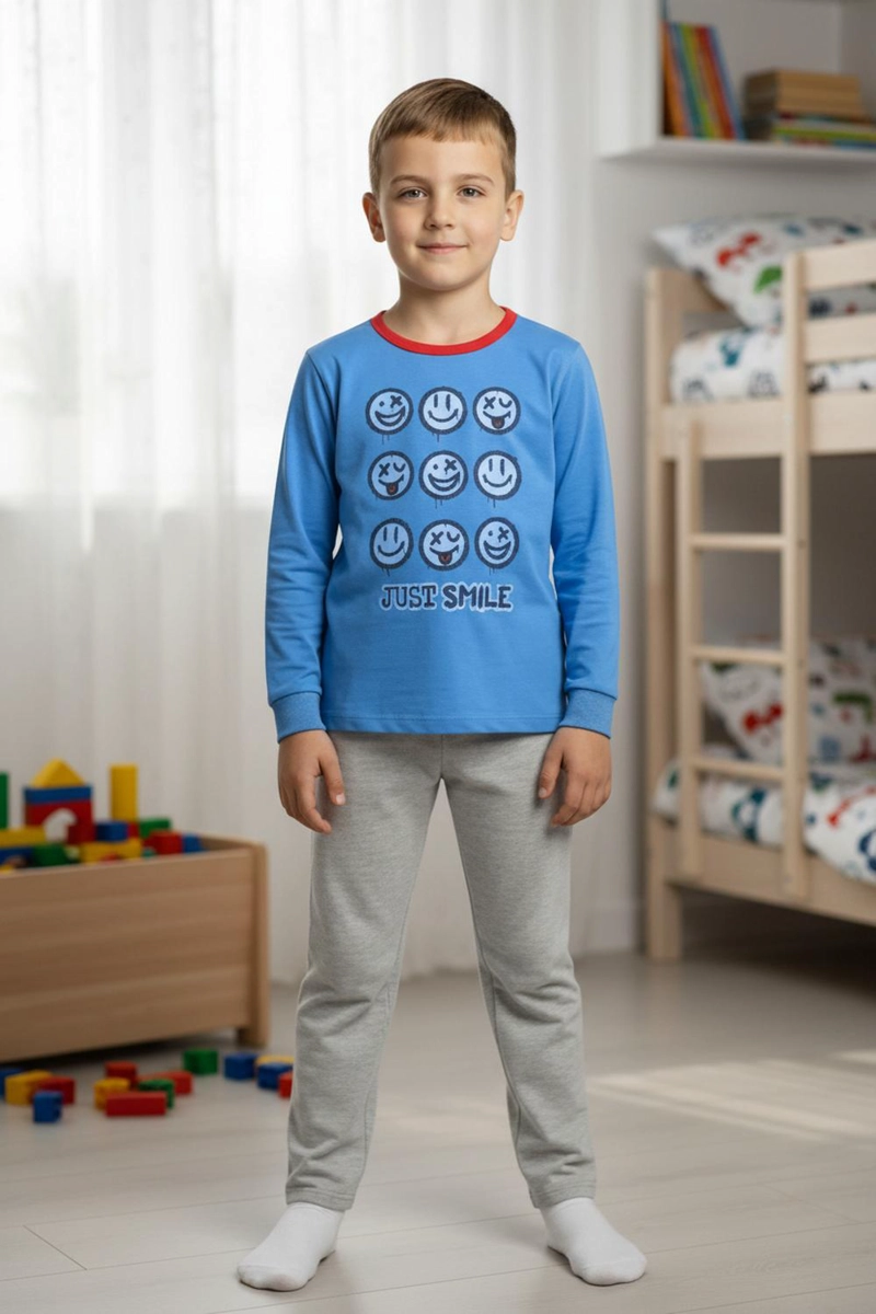 PIJAMA ALGODON NIÑO ESTAMPADO JUST SMILE - 1