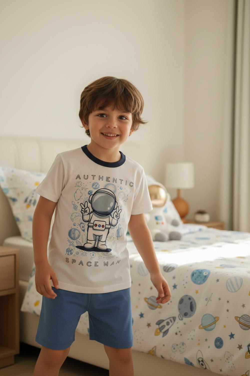 PIJAMA ALGODON NIÑO ESTAMPADO ASTRONAUTA - 1