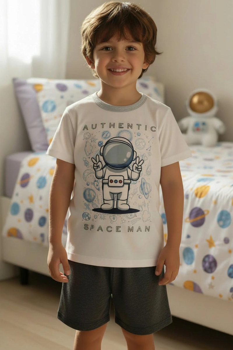PIJAMA ALGODON NIÑO ESTAMPADO ASTRONAUTA - 1