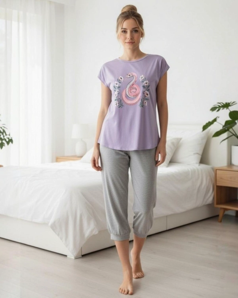 PIJAMA MUJER ALGODON ESTAMPADO SNAKE - 1