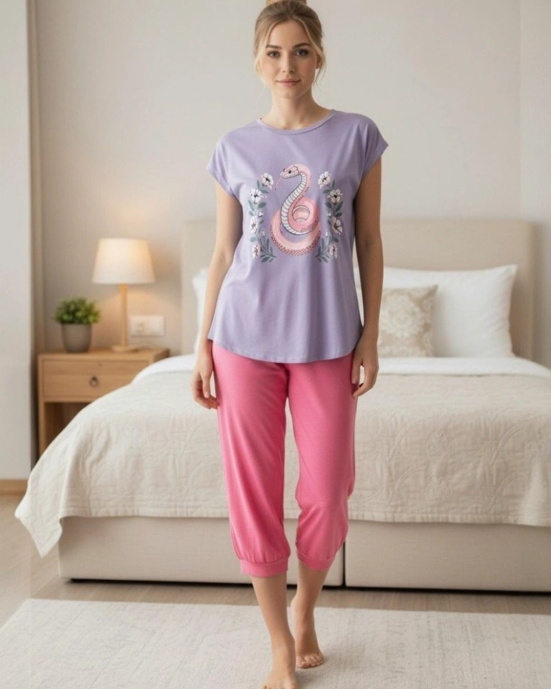 PIJAMA MUJER ALGODON ESTAMPADO SNAKE - 1