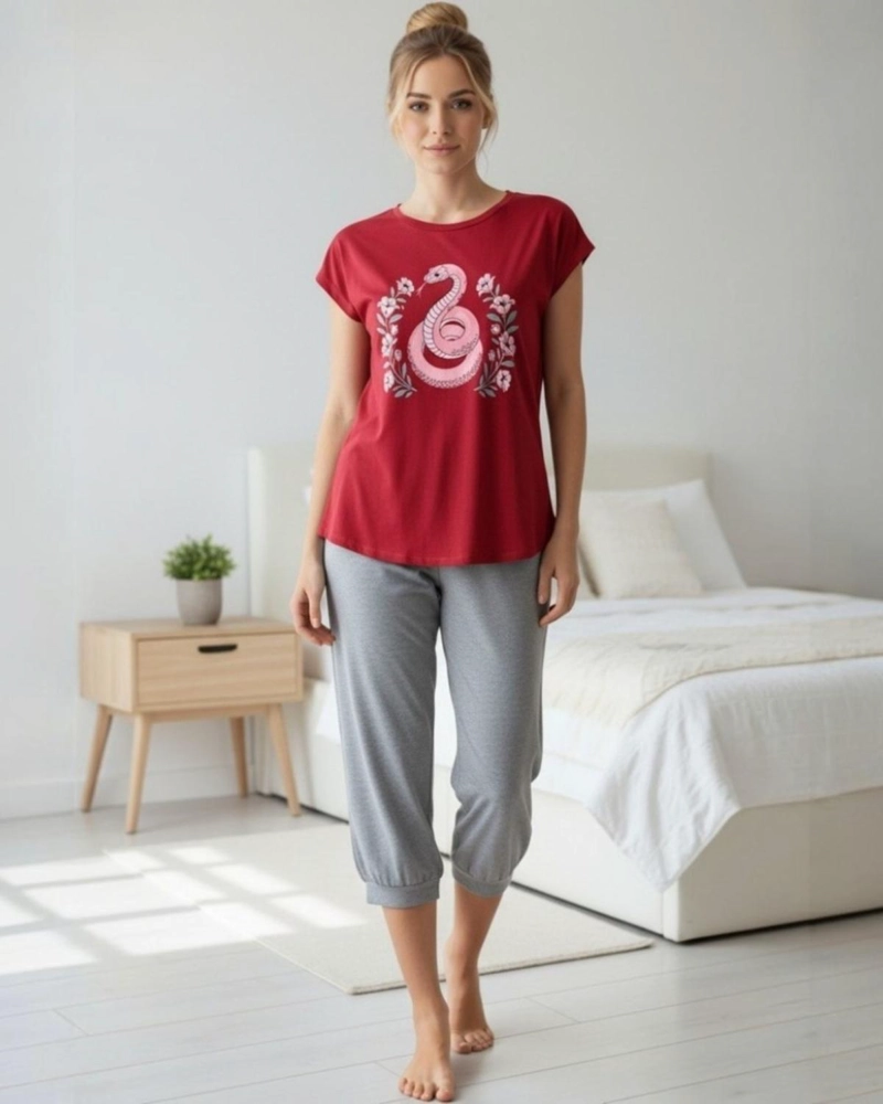 PIJAMA MUJER ALGODON ESTAMPADO SNAKE - 1