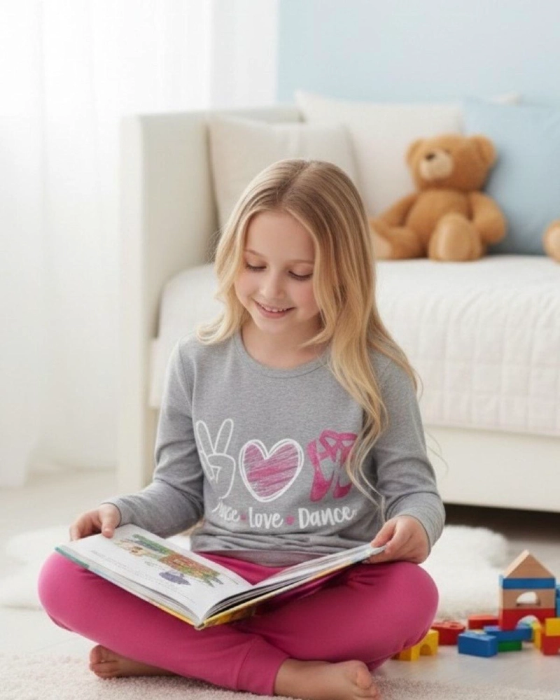 PIJAMA NIÑA ESTAMPADO PEACE LOVE DANCE - 4