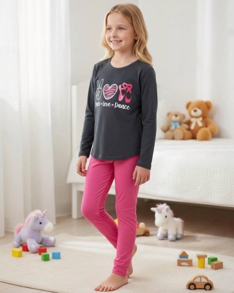 PIJAMA NIÑA ESTAMPADO PEACE LOVE DANCE - 2