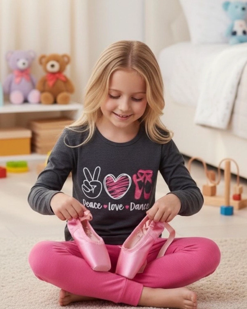 PIJAMA NIÑA ESTAMPADO PEACE LOVE DANCE - 3