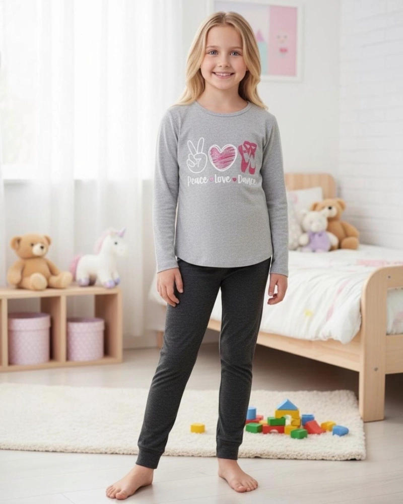 PIJAMA NIÑA ESTAMPADO PEACE LOVE DANCE - 1