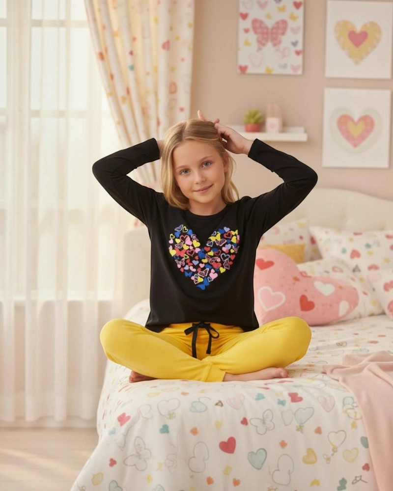 PIJAMA NIÑA ESTAMPADO CORAZON MARIPOSAS - 2