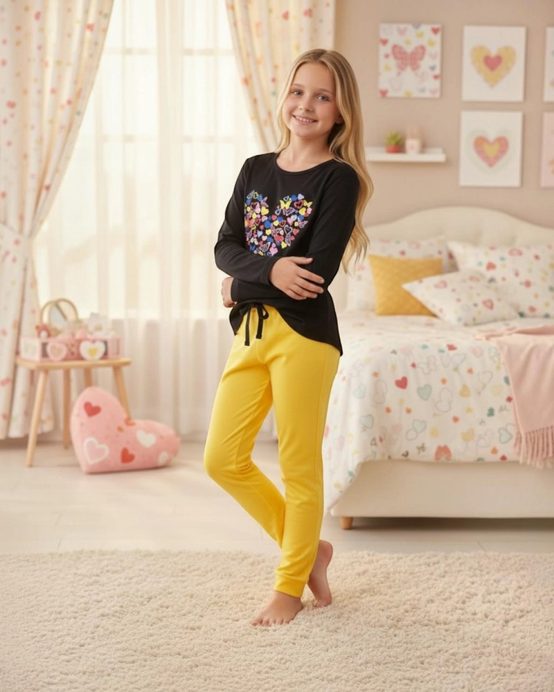 PIJAMA NIÑA ESTAMPADO CORAZON MARIPOSAS - 3
