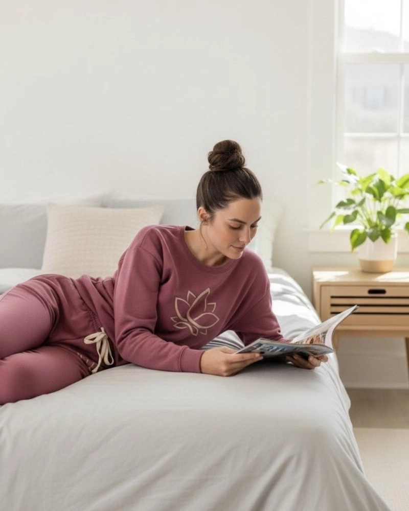 PIJAMA FRANELA MUJER ESTAMPADO FLOR DE LOTO BURDEO - 3