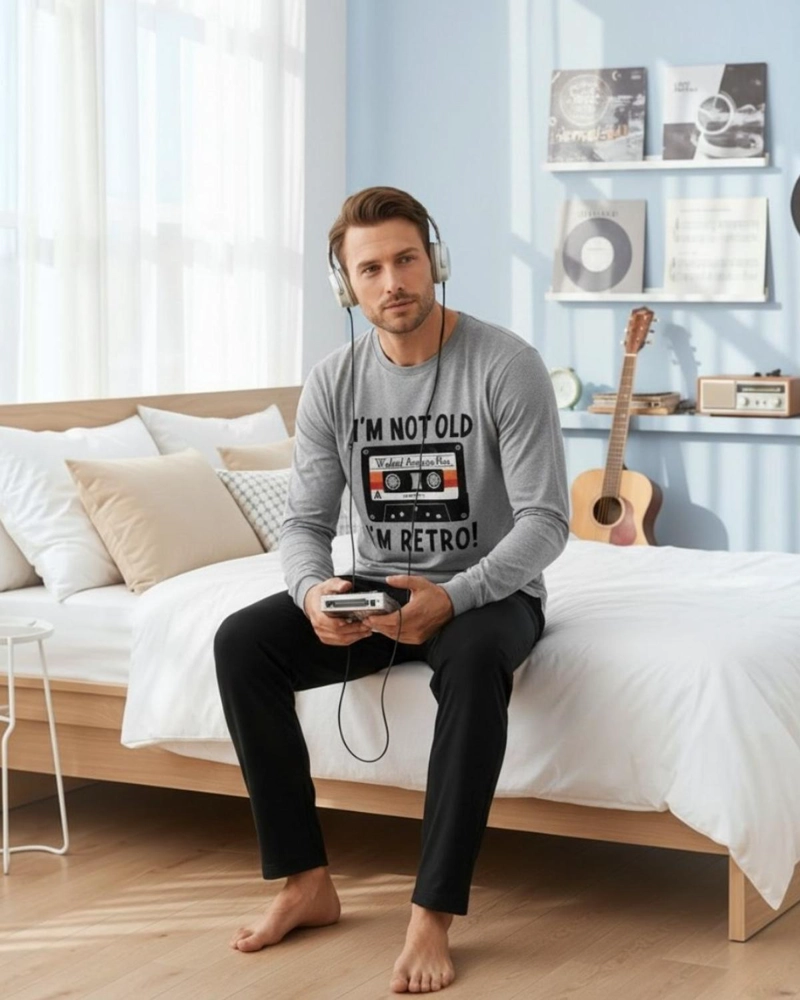 PIJAMA HOMBRE ALGODON ESTAMPADO RETRO MUSIC - 3