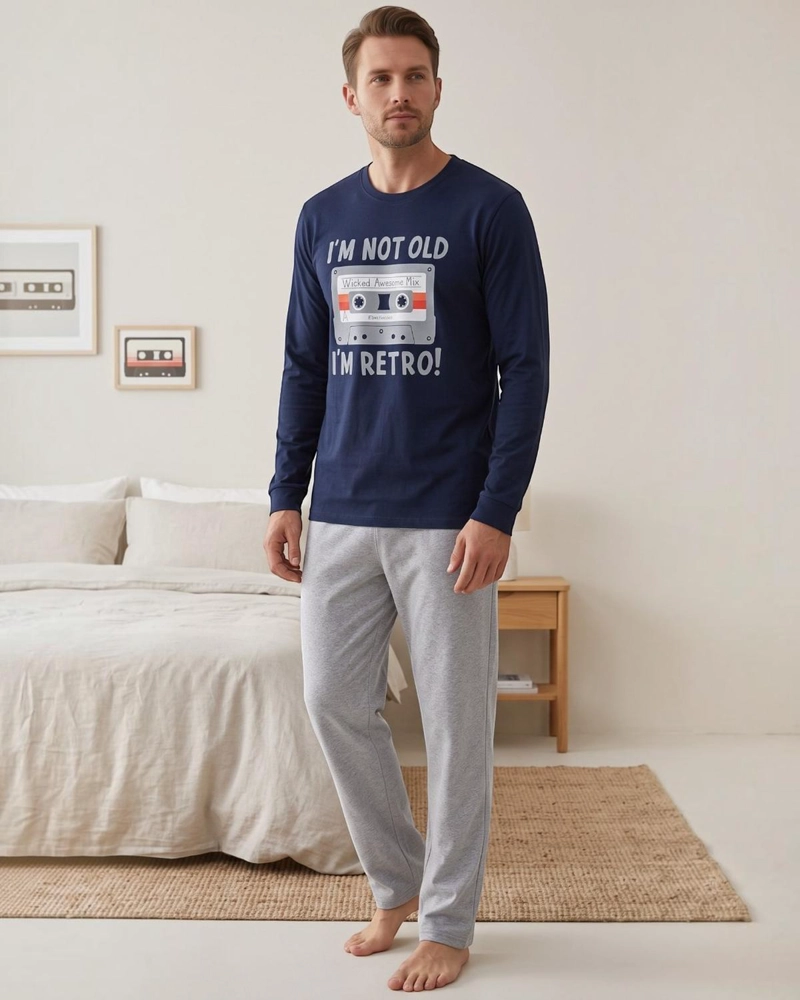 PIJAMA HOMBRE ALGODON ESTAMPADO RETRO MUSIC - 3