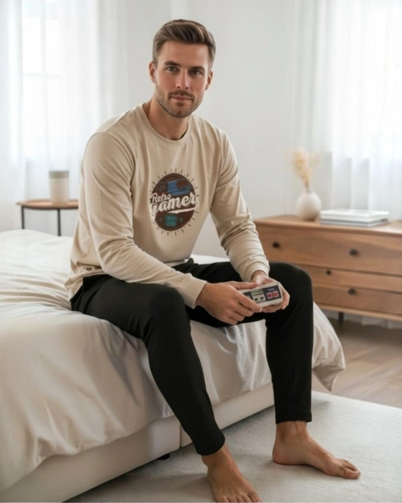 PIJAMA HOMBRE ALGODON ESTAMPADO RETRO GAMER - 2