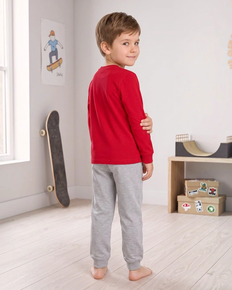 PIJAMA NIÑO ALGODON ESTAMPADO SKATE ROJO - 4