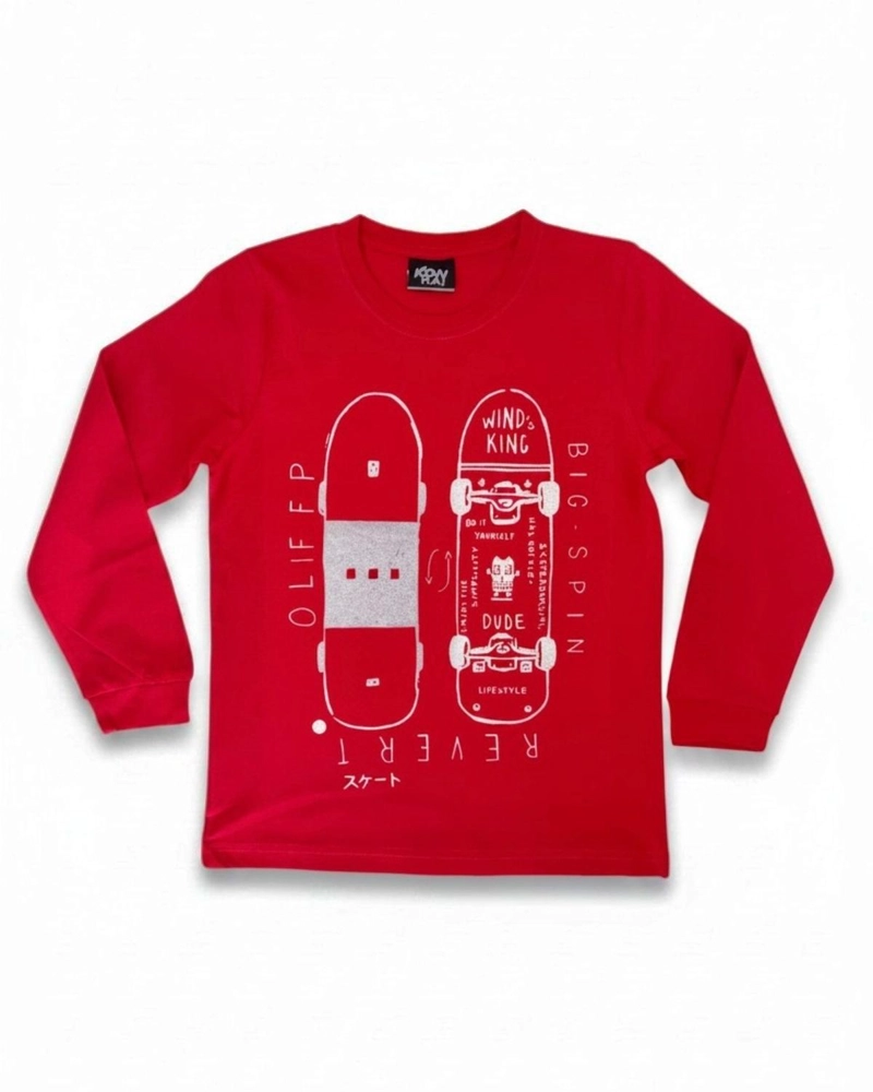 PIJAMA NIÑO ALGODON ESTAMPADO SKATE ROJO - 5