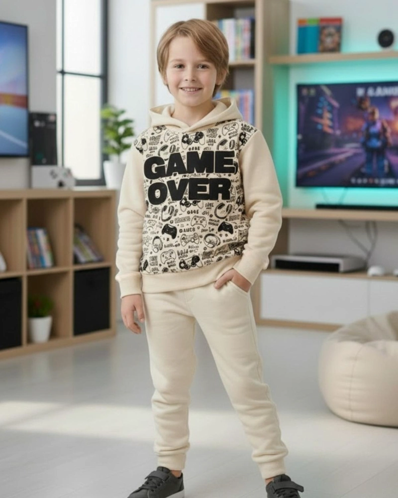 BUZO NIÑO FRANELA GAME OVER BEIGE - 1