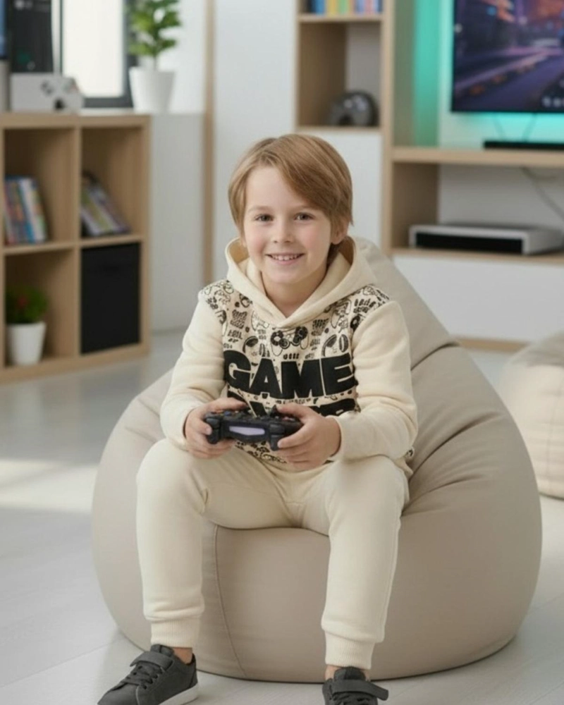 BUZO NIÑO FRANELA GAME OVER BEIGE - 2