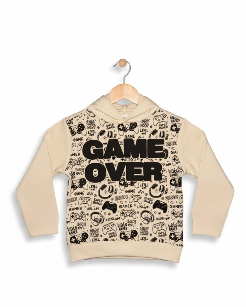 BUZO NIÑO FRANELA GAME OVER BEIGE - 5