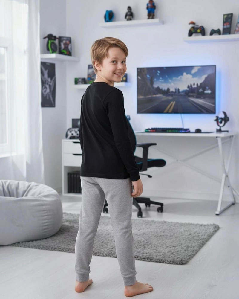 PIJAMA NIÑO ALGODON ESTAMPADO GAMER NEGRO - 4