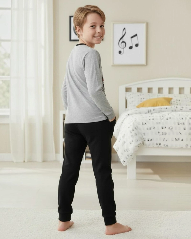 PIJAMA NIÑO ALGODON ESTAMPADO LIKE FATHER LIKE SON GRIS - 4