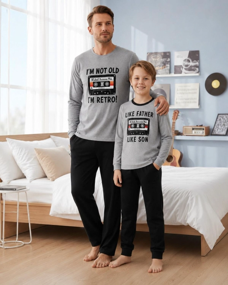 PIJAMA NIÑO ALGODON ESTAMPADO LIKE FATHER LIKE SON GRIS - 5