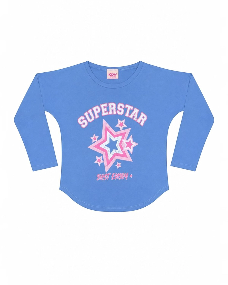 PIJAMA NIÑA ESTAMPADO SUPER STAR CELESTE - 5