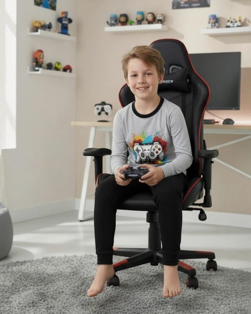 PIJAMA NIÑO ALGODON ESTAMPADO GAMER GRIS - 2