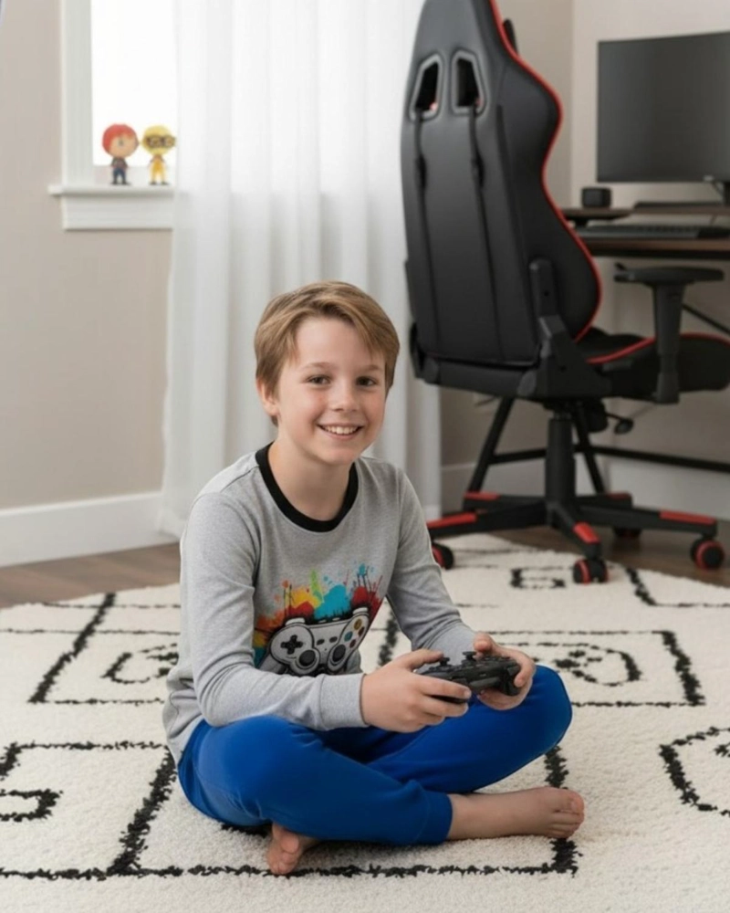 PIJAMA NIÑO ALGODON ESTAMPADO GAMER GRIS - 2