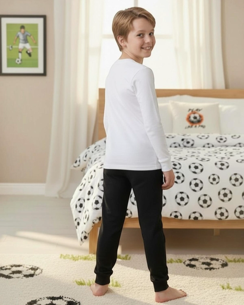 PIJAMA NIÑO ALGODON ESTAMPADO FOOTBALL BLANCO - 4
