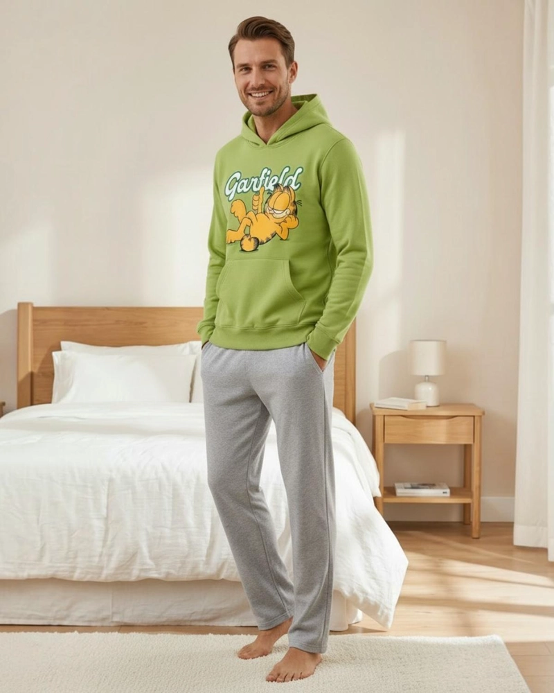 PIJAMA HOMBRE FRANELA ESTAMPADO GARFIELD VERDE - 2