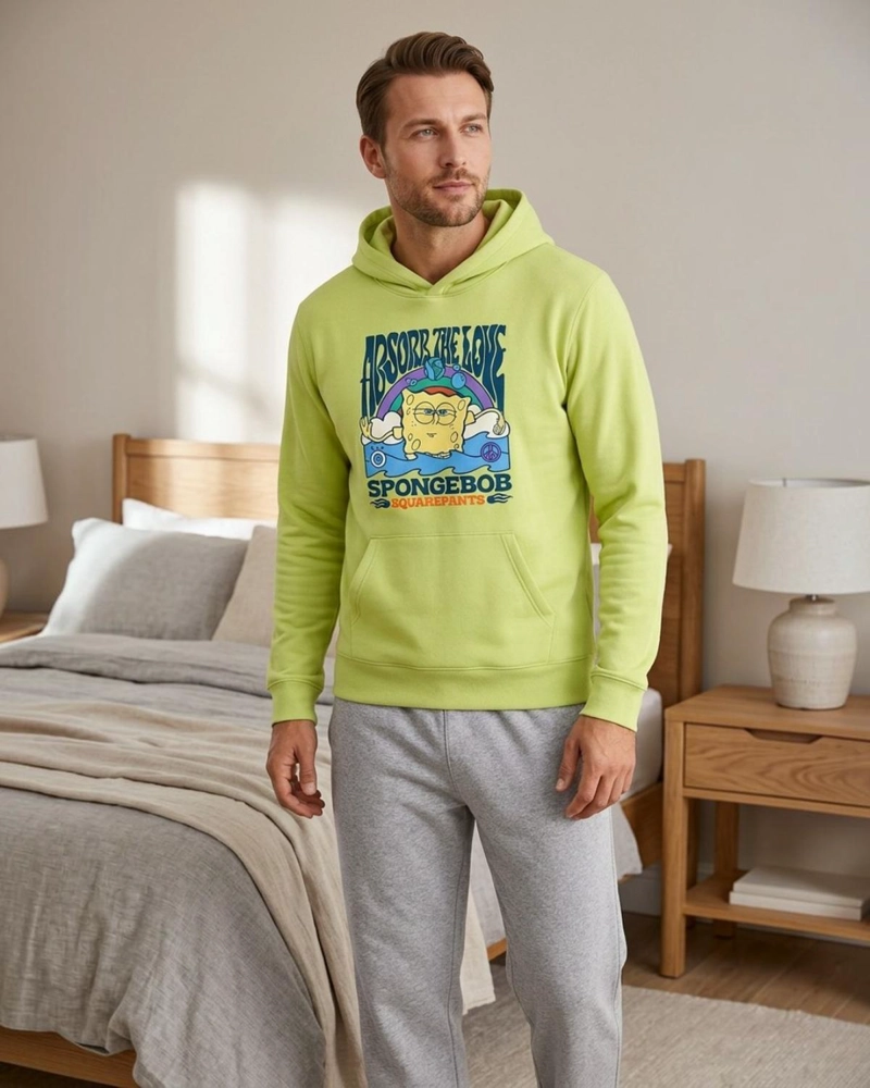 PIJAMA HOMBRE FRANELA ESTAMPADO BOB ESPONJA VERDE - 2
