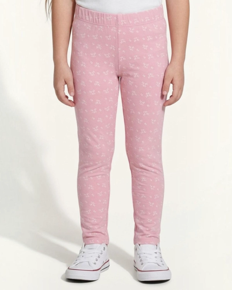 CALZA NIÑA FRANELA FLORES ROSADO - 1