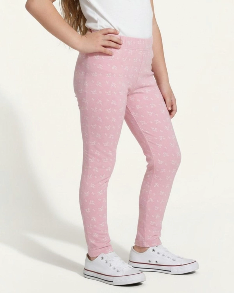 CALZA NIÑA FRANELA FLORES ROSADO - 2