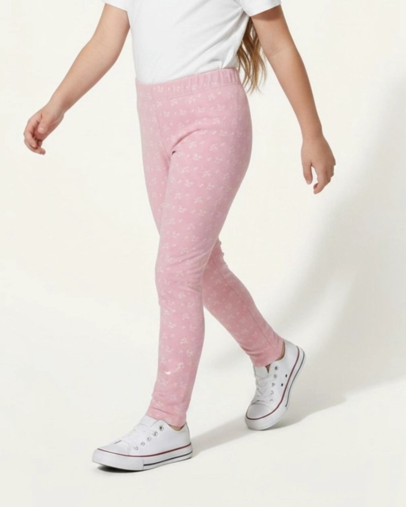 CALZA NIÑA FRANELA FLORES ROSADO - 3