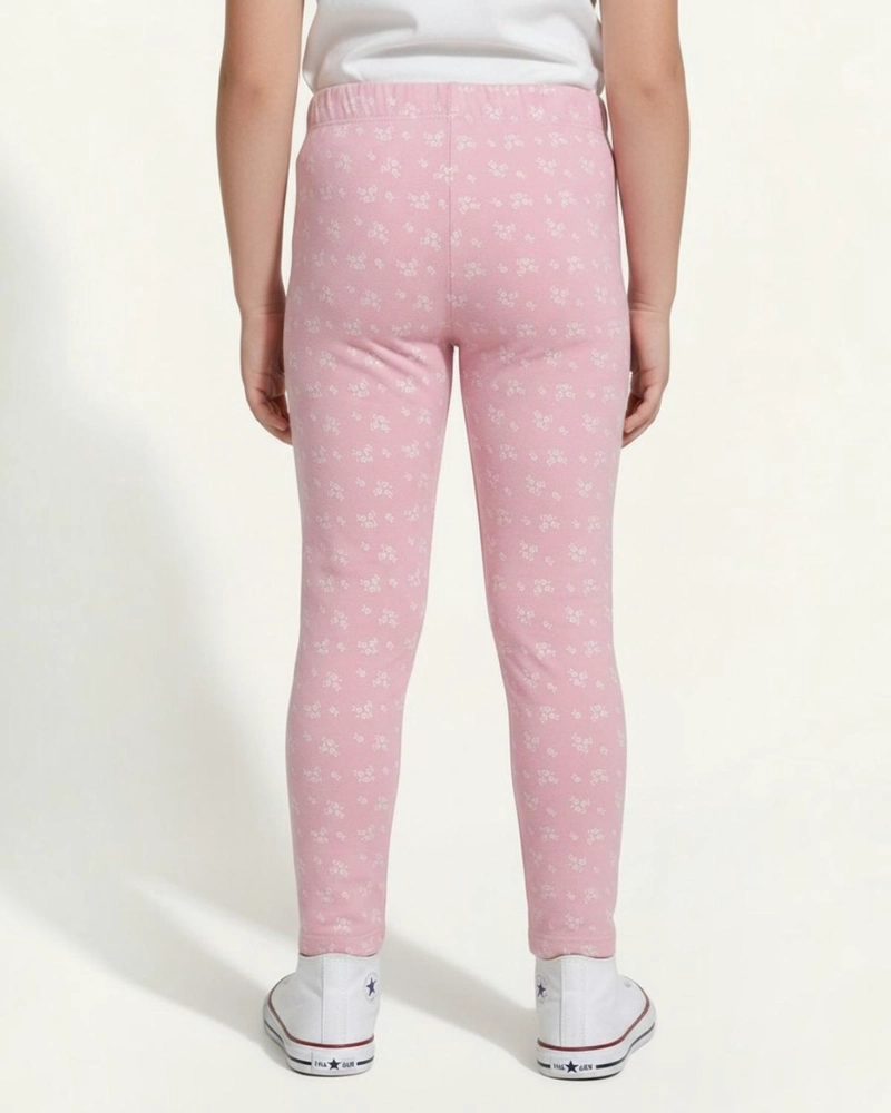 CALZA NIÑA FRANELA FLORES ROSADO - 4