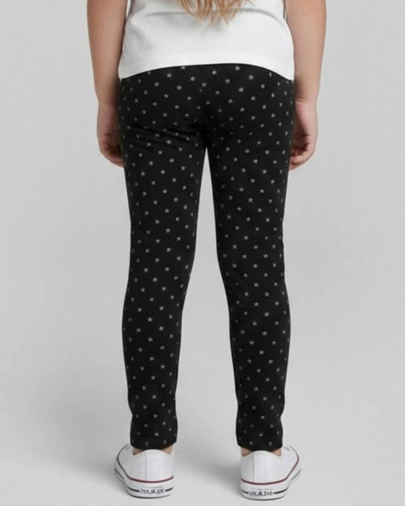 CALZA NIÑA FRANELA ESTRELLAS NEGRO - 4