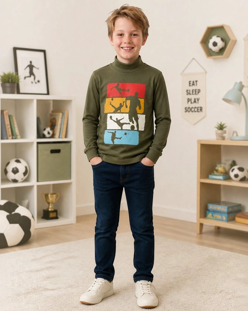 BEATLE NIÑO ESTAMPADO FUTBOL BEIGE - 1