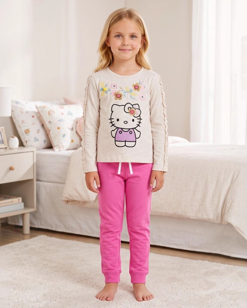 PIJAMA NIÑA HELLO KITTY BEIGE - 1