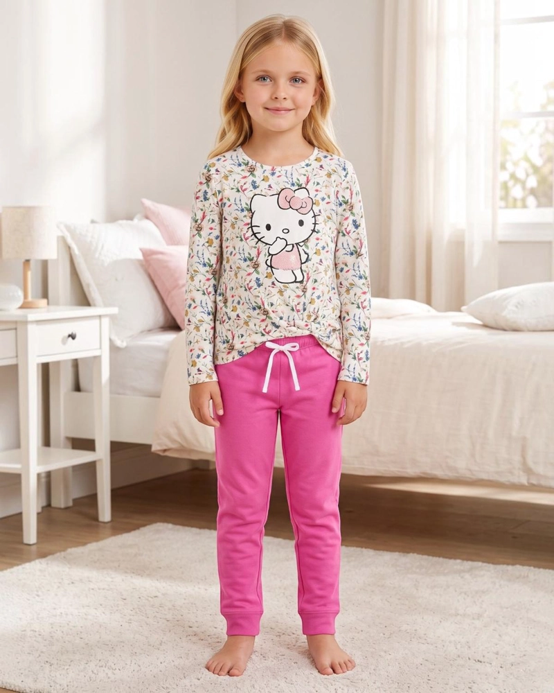 PIJAMA NIÑA HELLO KITTY FLORES - 1