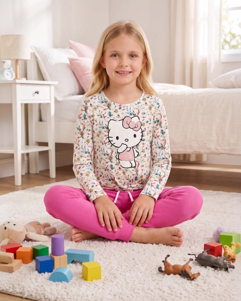 PIJAMA NIÑA HELLO KITTY FLORES - 2