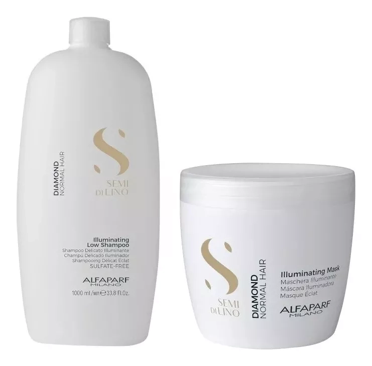 SHAMPOO Y MASCARA ALFAPARF SEMI DI LINO ILLUMINATING LITRO - 1