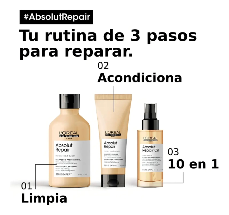 SHAMPOO L'OREAL ABSOLUT REPAIR PARA CABELLO DAÑADO 500 ML - 2
