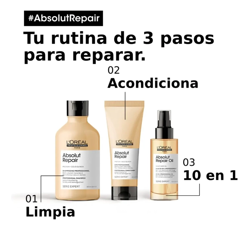 ABSOLUT REPAIR SHAMPOO PARA EL CABELLO DAÑADO DE 500 ML - 3